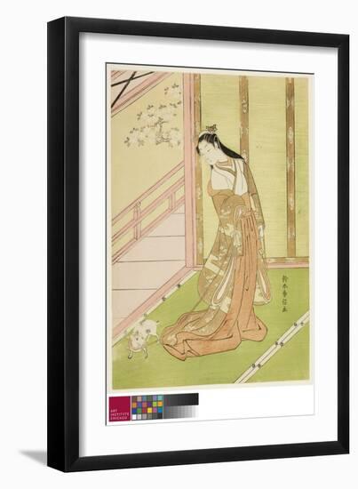 The Third Princess and Her Pet Cat, C.1767-68 (Colour Woodblock Print)-Suzuki Harunobu-Framed Giclee Print