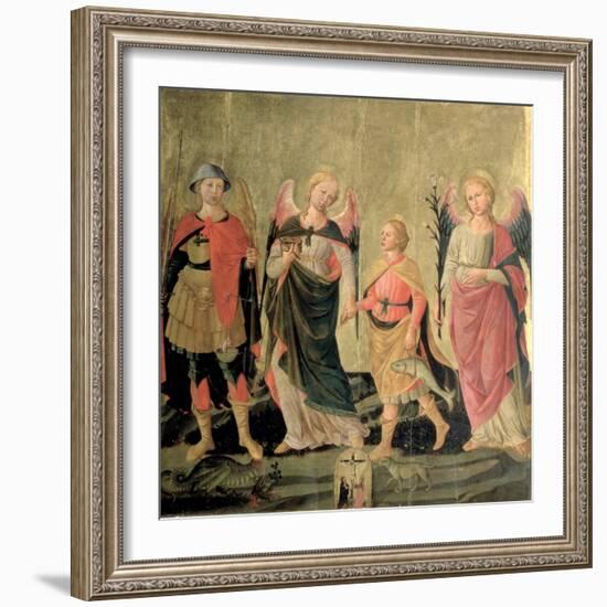 The Three Archangels and Tobias-Domenico di Michelino-Framed Giclee Print