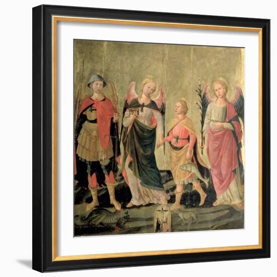 The Three Archangels and Tobias-Domenico di Michelino-Framed Giclee Print