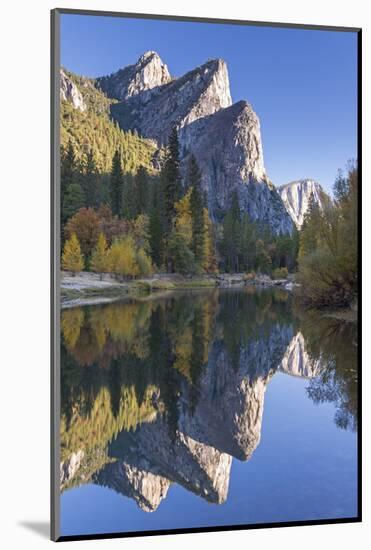 The Three Brothers Reflected in the Merced River at Dawn, Yosemite Valley, California-Adam Burton-Mounted Photographic Print