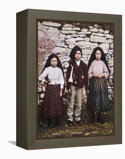 The Three Children Jacinta Francisco and Lucia Who Saw the Vision of Fatima in Portugal-null-Framed Premier Image Canvas