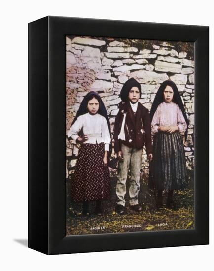 The Three Children Jacinta Francisco and Lucia Who Saw the Vision of Fatima in Portugal-null-Framed Premier Image Canvas