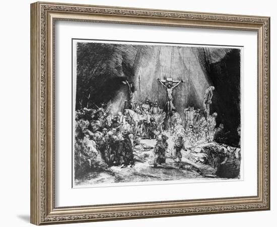 The Three Crosses, 1653 (Drypoint)-Rembrandt van Rijn-Framed Giclee Print