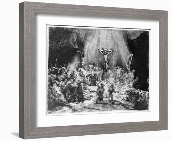The Three Crosses, 1653 (Drypoint)-Rembrandt van Rijn-Framed Giclee Print