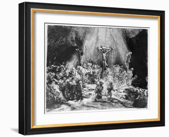 The Three Crosses, 1653 (Drypoint)-Rembrandt van Rijn-Framed Giclee Print