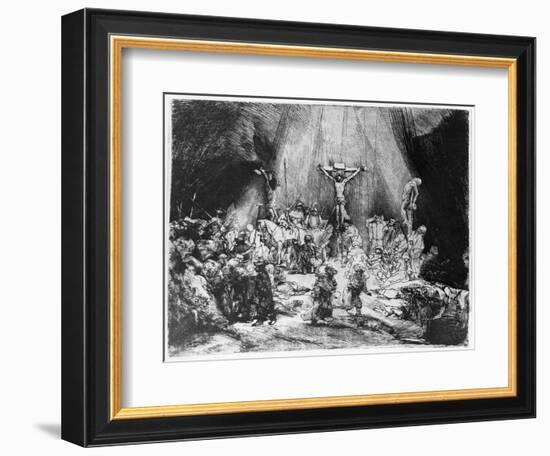 The Three Crosses, 1653 (Drypoint)-Rembrandt van Rijn-Framed Giclee Print