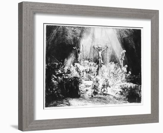 The Three Crosses, 1653 (Drypoint)-Rembrandt van Rijn-Framed Giclee Print