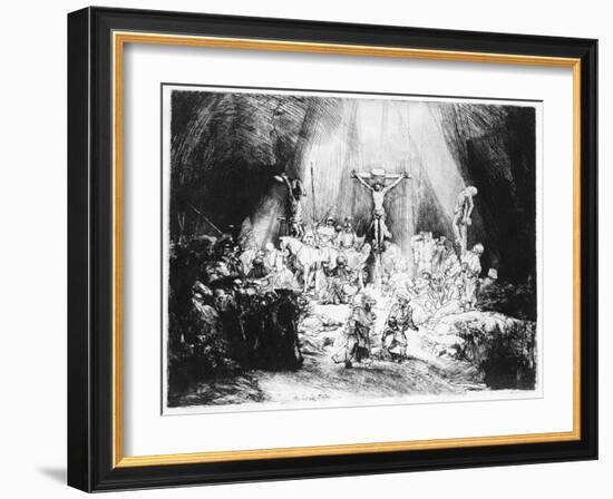 The Three Crosses, 1653 (Drypoint)-Rembrandt van Rijn-Framed Giclee Print