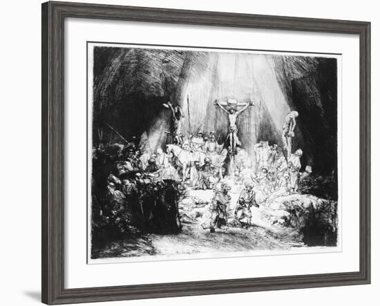 The Three Crosses, 1653 (Drypoint)-Rembrandt van Rijn-Framed Giclee Print