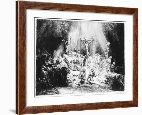 The Three Crosses, 1653 (Drypoint)-Rembrandt van Rijn-Framed Giclee Print