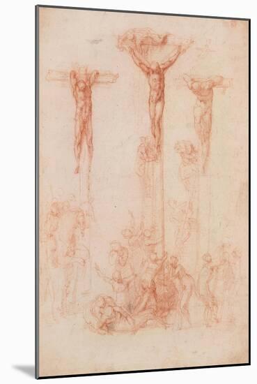 The Three Crosses-Michelangelo-Mounted Art Print