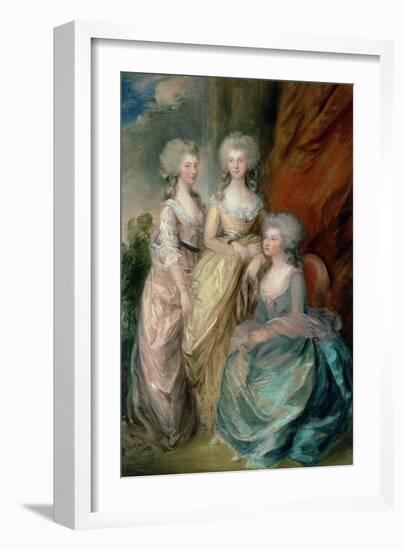 The Three Eldest Daughters of George III: Princesses Charlotte, Augusta and Elizabeth in 1784-Thomas Gainsborough-Framed Giclee Print