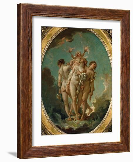 The Three Graces Carrying Amor, God of Love-Francois Boucher-Framed Giclee Print