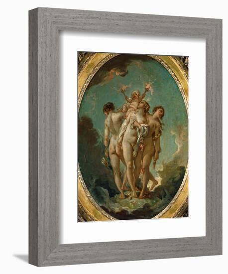 The Three Graces Carrying Amor, God of Love-Francois Boucher-Framed Giclee Print