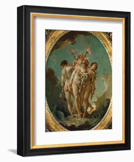 The Three Graces Carrying Amor, God of Love-Francois Boucher-Framed Giclee Print