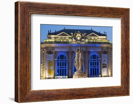 The Three Graces Fountain and the Opera in Place De La Comedie in the City of Montpellier-Martin Child-Framed Photographic Print