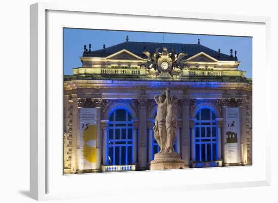 The Three Graces Fountain and the Opera in Place De La Comedie in the City of Montpellier-Martin Child-Framed Photographic Print