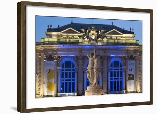 The Three Graces Fountain and the Opera in Place De La Comedie in the City of Montpellier-Martin Child-Framed Photographic Print