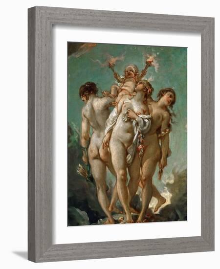 The Three Graces Holding Cupid-François Boucher-Framed Giclee Print