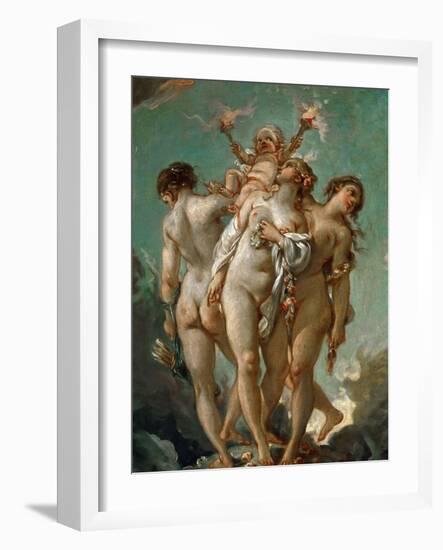 The Three Graces Holding Cupid-François Boucher-Framed Giclee Print