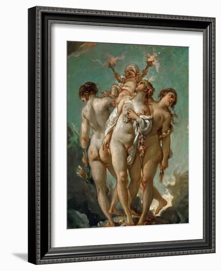 The Three Graces Holding Cupid-François Boucher-Framed Giclee Print