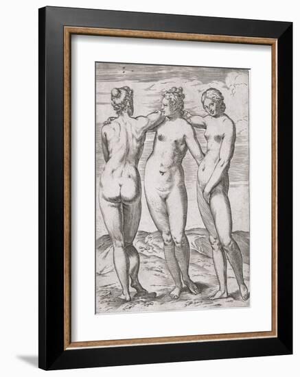 The Three Graces-Agostino Carracci-Framed Art Print