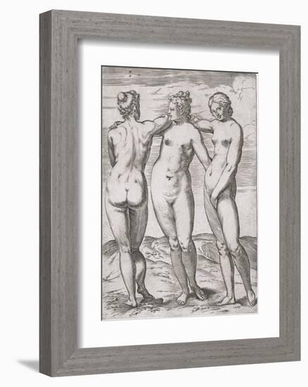 The Three Graces-Agostino Carracci-Framed Art Print