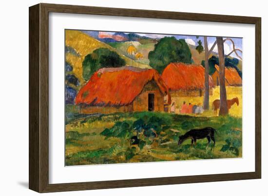 The Three Huts, Tahiti by Gauguin-Paul Gauguin-Framed Giclee Print