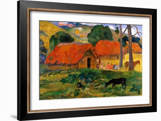 The Three Huts, Tahiti by Gauguin-Paul Gauguin-Framed Giclee Print