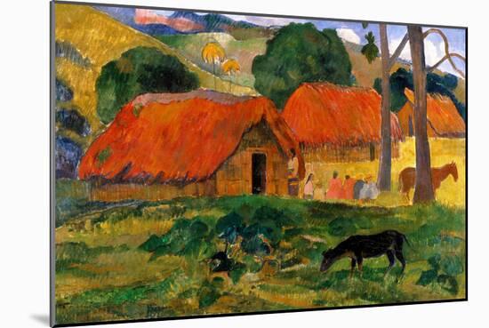 The Three Huts, Tahiti by Gauguin-Paul Gauguin-Mounted Giclee Print