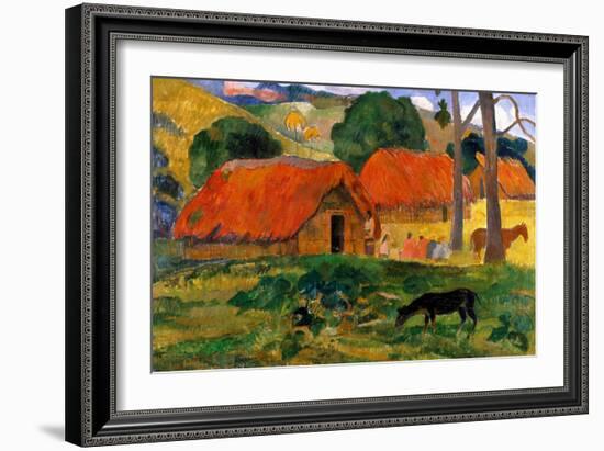 The Three Huts, Tahiti by Gauguin-Paul Gauguin-Framed Giclee Print