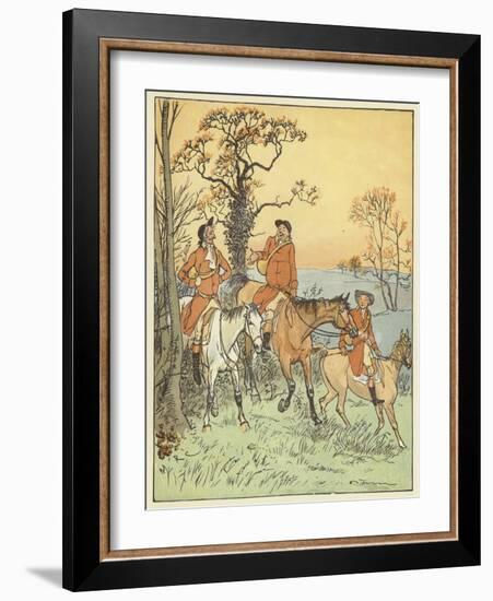 The Three Jovial Huntsmen (Colour Litho)-Randolph Caldecott-Framed Giclee Print