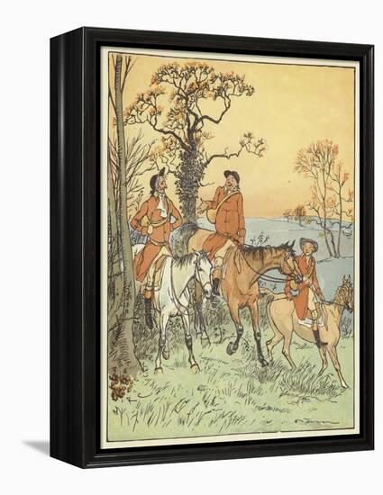 The Three Jovial Huntsmen (Colour Litho)-Randolph Caldecott-Framed Premier Image Canvas