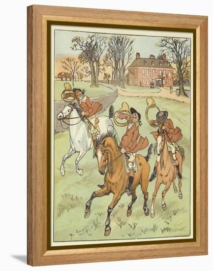 The Three Jovial Huntsmen (Colour Litho)-Randolph Caldecott-Framed Premier Image Canvas