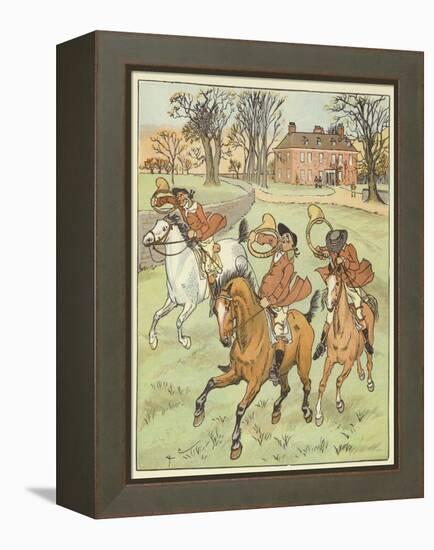 The Three Jovial Huntsmen (Colour Litho)-Randolph Caldecott-Framed Premier Image Canvas