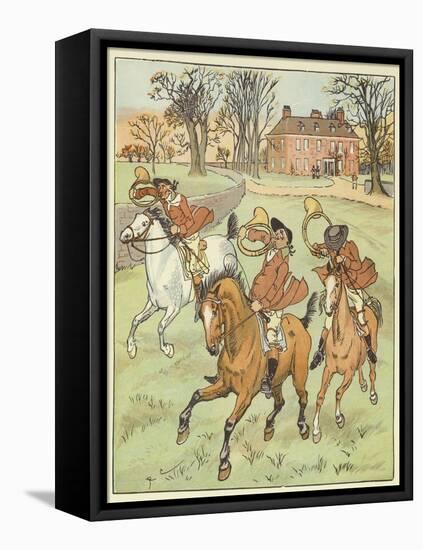 The Three Jovial Huntsmen (Colour Litho)-Randolph Caldecott-Framed Premier Image Canvas