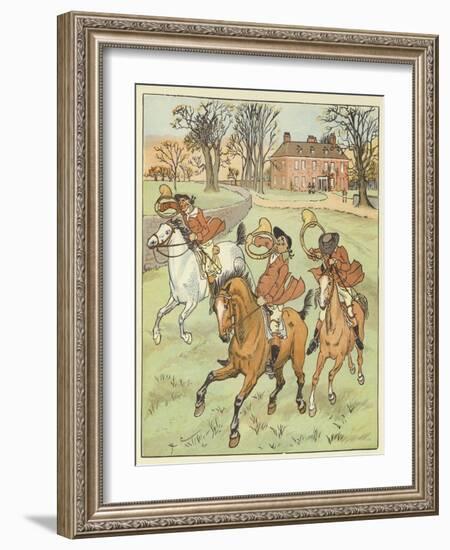 The Three Jovial Huntsmen (Colour Litho)-Randolph Caldecott-Framed Giclee Print