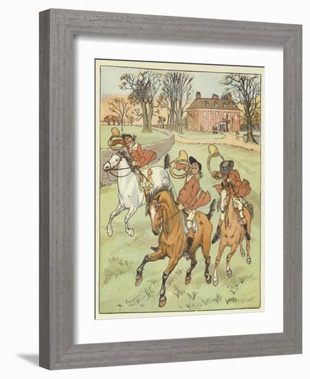 The Three Jovial Huntsmen (Colour Litho)-Randolph Caldecott-Framed Giclee Print