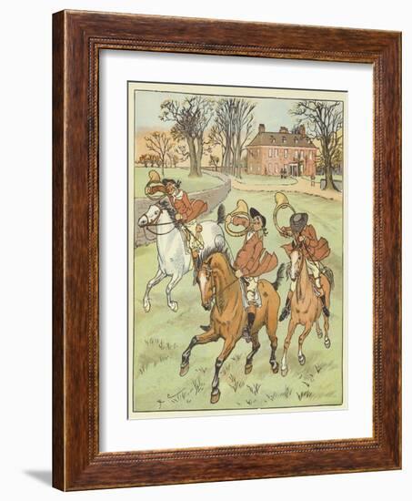 The Three Jovial Huntsmen (Colour Litho)-Randolph Caldecott-Framed Giclee Print