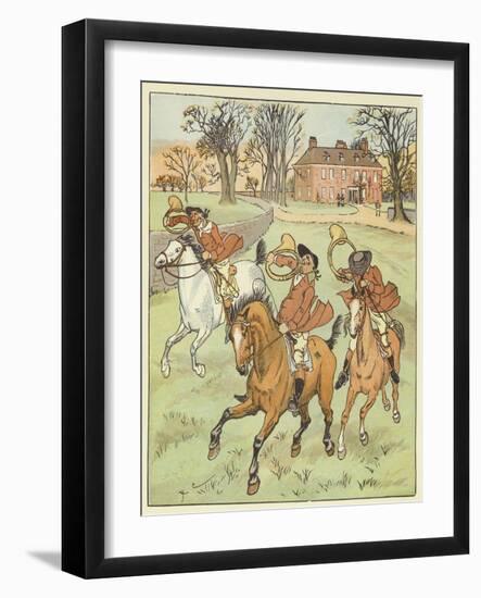 The Three Jovial Huntsmen (Colour Litho)-Randolph Caldecott-Framed Giclee Print