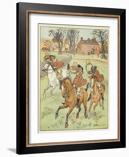 The Three Jovial Huntsmen (Colour Litho)-Randolph Caldecott-Framed Giclee Print