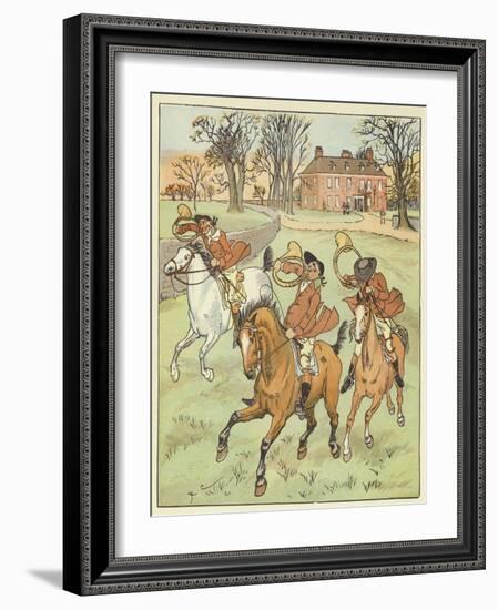 The Three Jovial Huntsmen (Colour Litho)-Randolph Caldecott-Framed Giclee Print