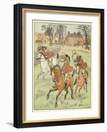 The Three Jovial Huntsmen (Colour Litho)-Randolph Caldecott-Framed Giclee Print