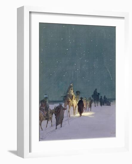 The Three Kings (Pencil and W/C on Paper)-Paul Hey-Framed Giclee Print