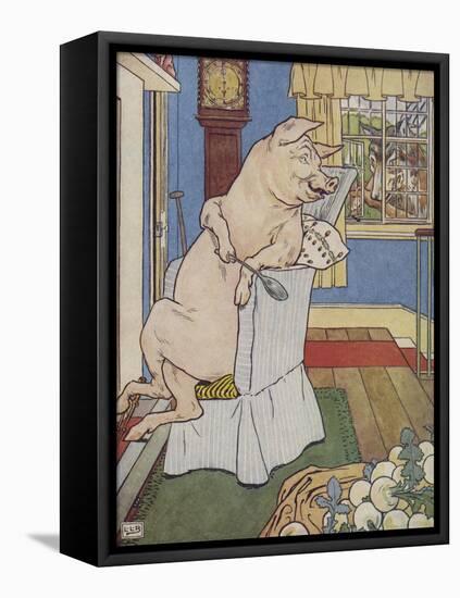 The Three Little Pigs-Leonard Leslie Brooke-Framed Premier Image Canvas