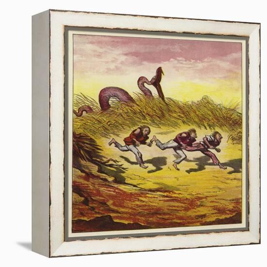 The Three Mariners Fleeing a Giant Snake-Ernest Henry Griset-Framed Premier Image Canvas