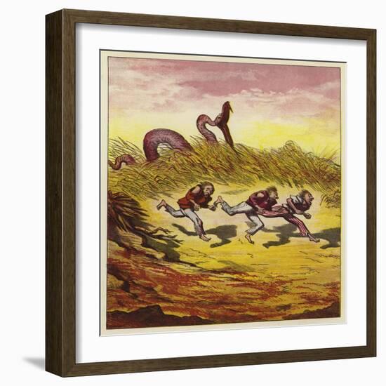 The Three Mariners Fleeing a Giant Snake-Ernest Henry Griset-Framed Giclee Print