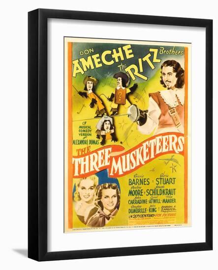 The Three Musketeers, the Ritz Brothers, Don Ameche, Gloria Stuart, Pauline Moore, 1939-null-Framed Photo