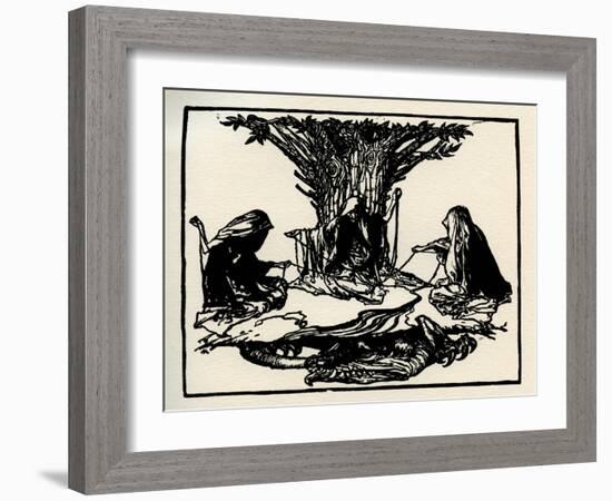 The Three Norns, from Götterdämmerung by Wagner-Arthur Rackham-Framed Giclee Print