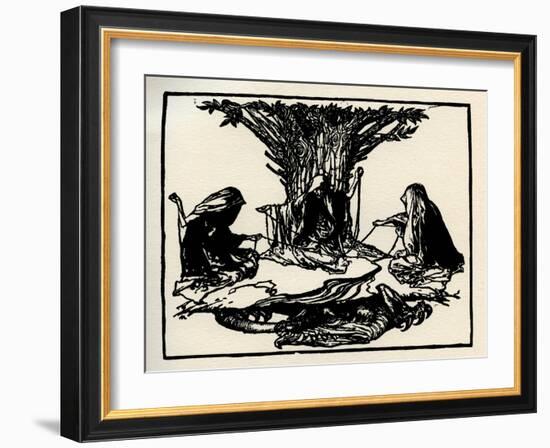 The Three Norns, from Götterdämmerung by Wagner-Arthur Rackham-Framed Giclee Print